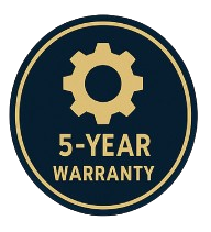 5 Year Warranty logo.
